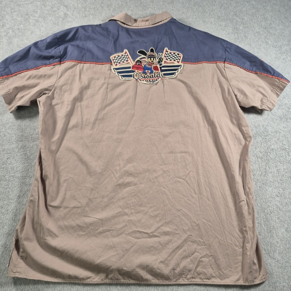 Disney Parks Oswalds Service Button Down Garage Shirt Mechanic 2XL XXL - Picture 10 of 10